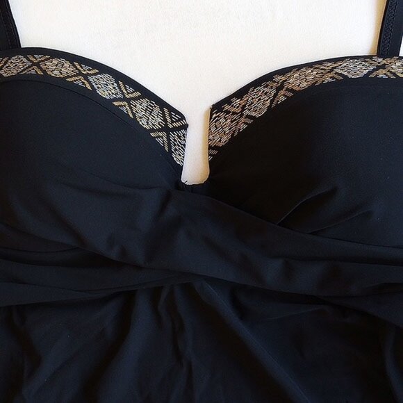 NWT $94 Coco Reef Gemma Tankini Top 36C 12 Black Gold T18058 - Picture 3 of 7
